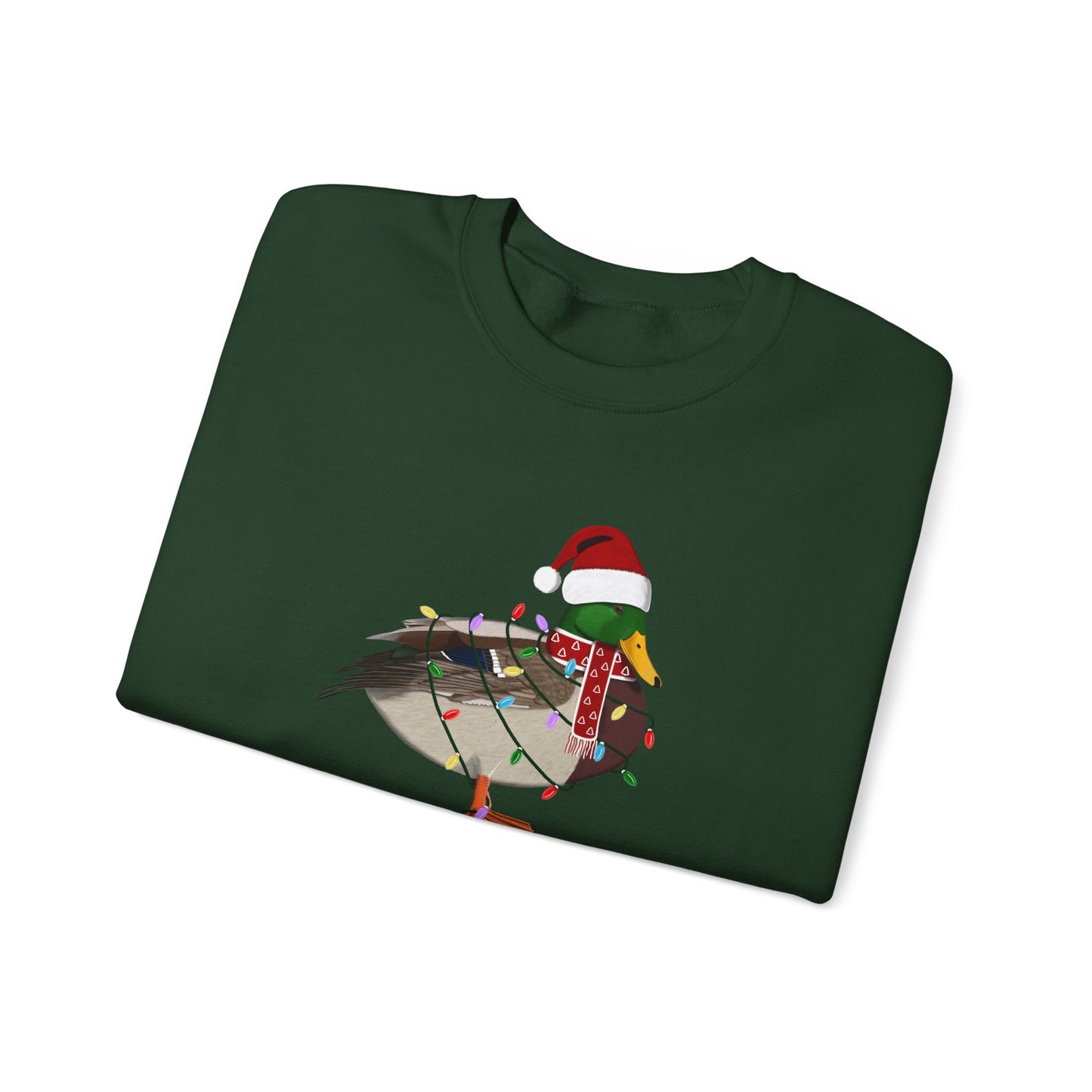 Mallard with Fairy Lights as Santa Happy Holidays Birdwatcher Christmas Bird Sweatshirt