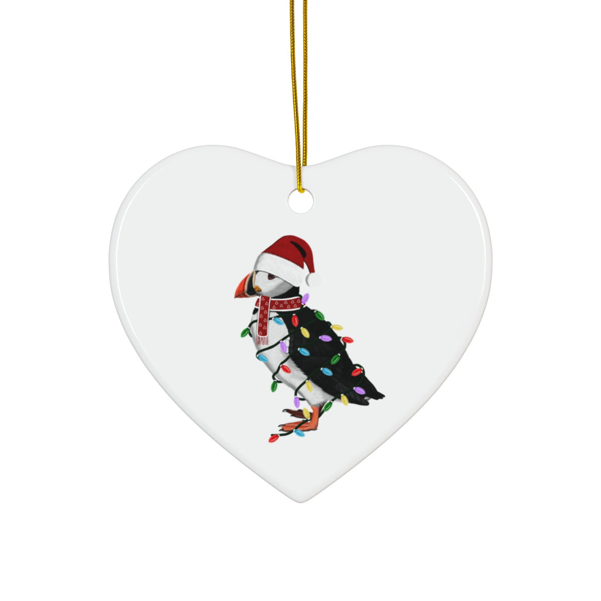 Puffin Ornaments – as Santa Ceramic Bird Christmas Ornament | Durable Double-Sided Lover Decor