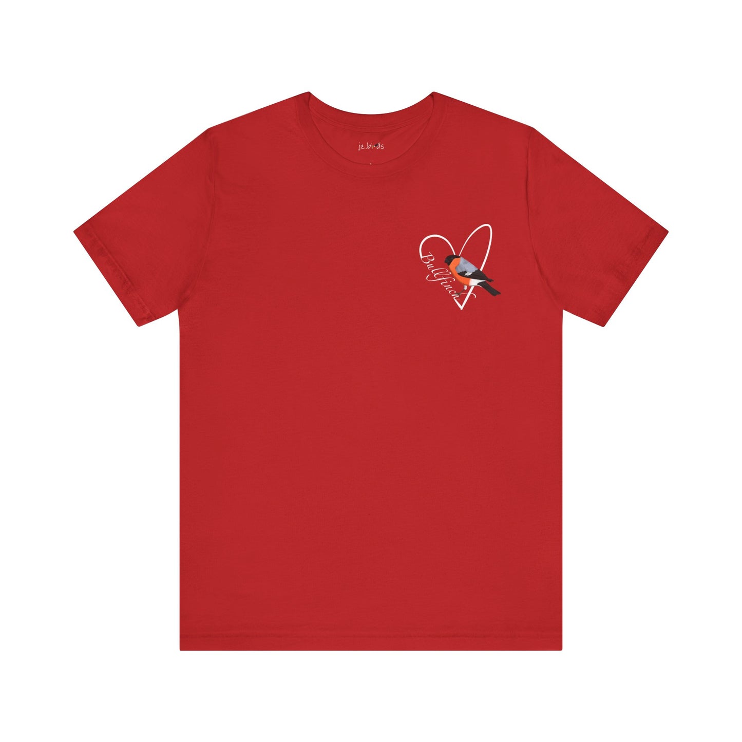 Bullfinch Heart Birdwatcher Bird T-Shirt – Cotton,