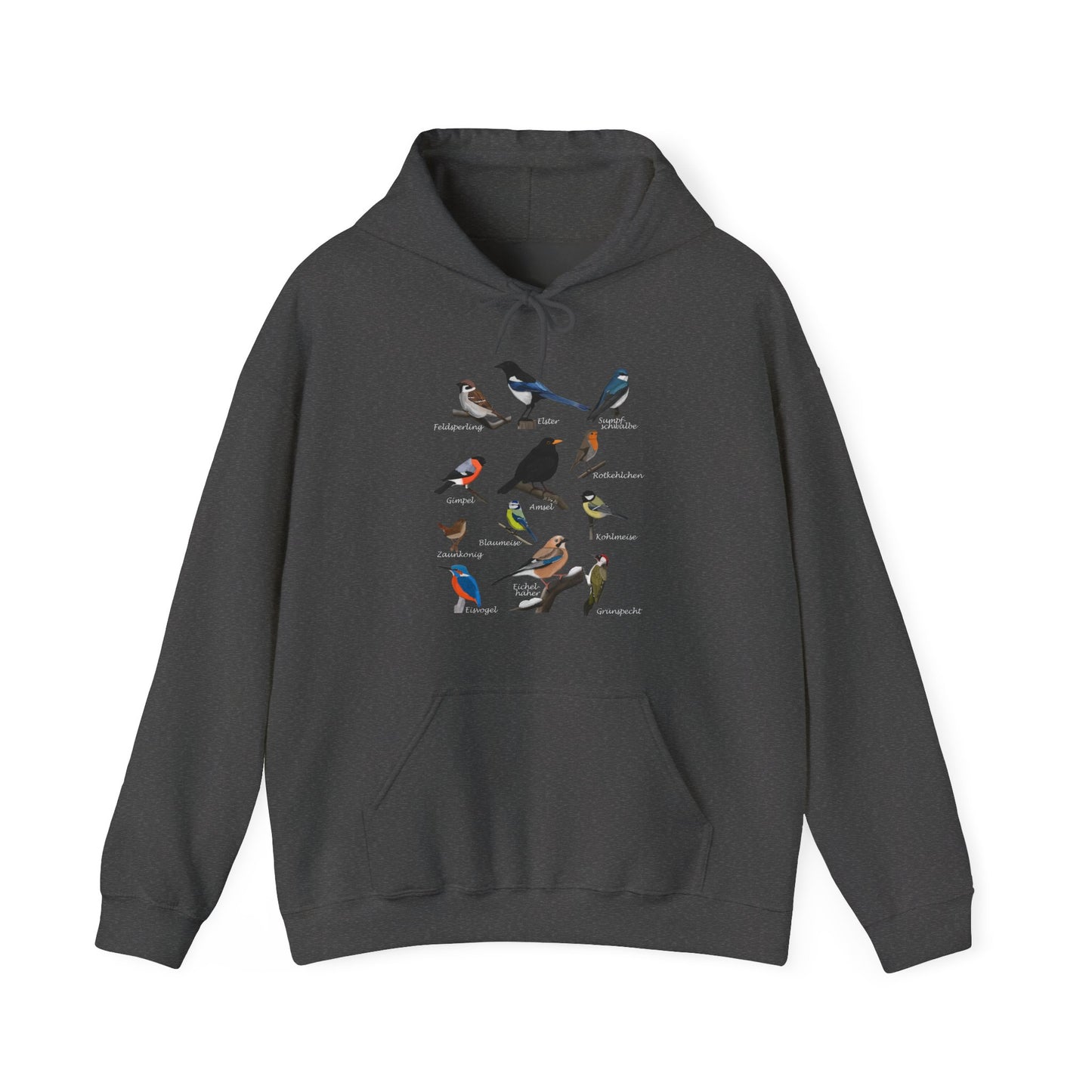 Gartenvögel Vogel Hoodie - Amsel Rotkehlchen Blaumeise Kapuzenpullover für Vogelbeobachter & Naturliebhaber mit Vogelmotiv