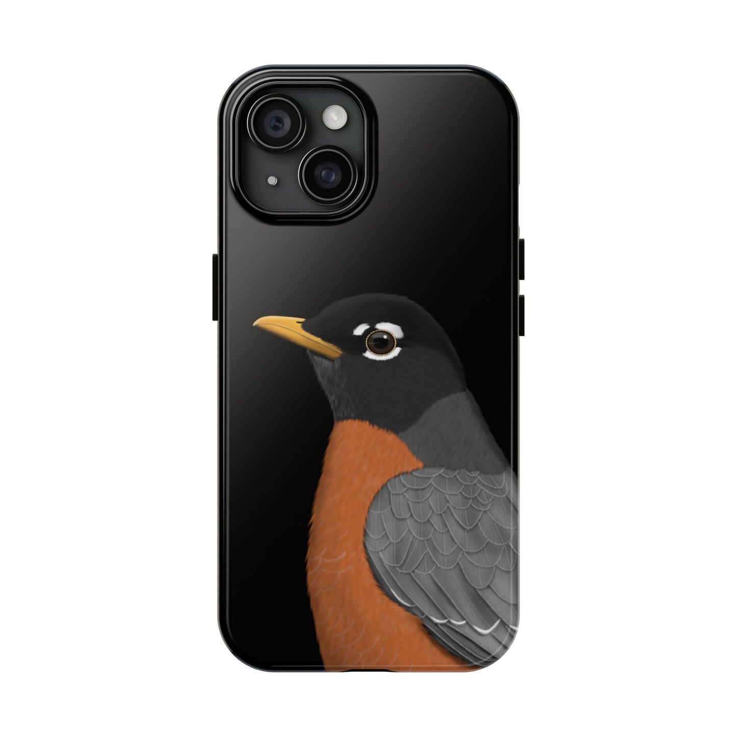 Robin Bird Art Tough Phone Case Black
