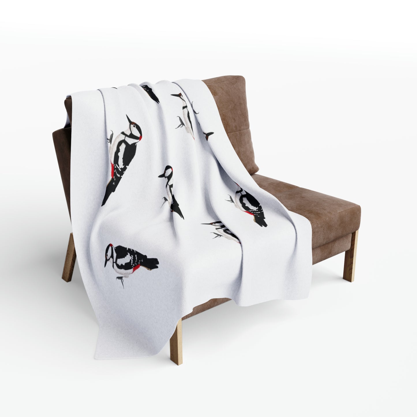 Woodpecker Bird Arctic Fleece Blanket White