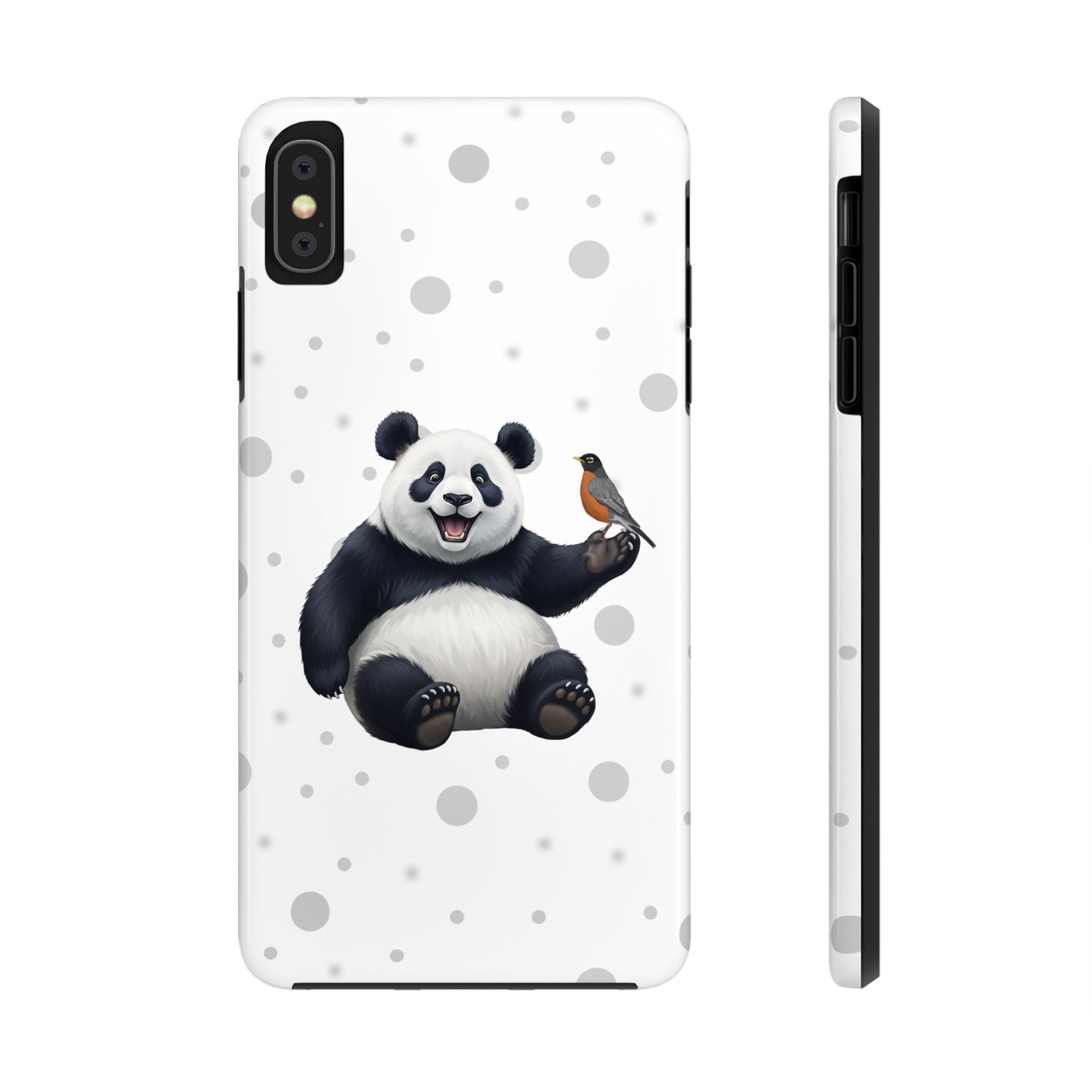 Cute Panda Bear with American Robin Animal iPhone Case - Dual-Layer PC/TPU Protective Cover for iPhone