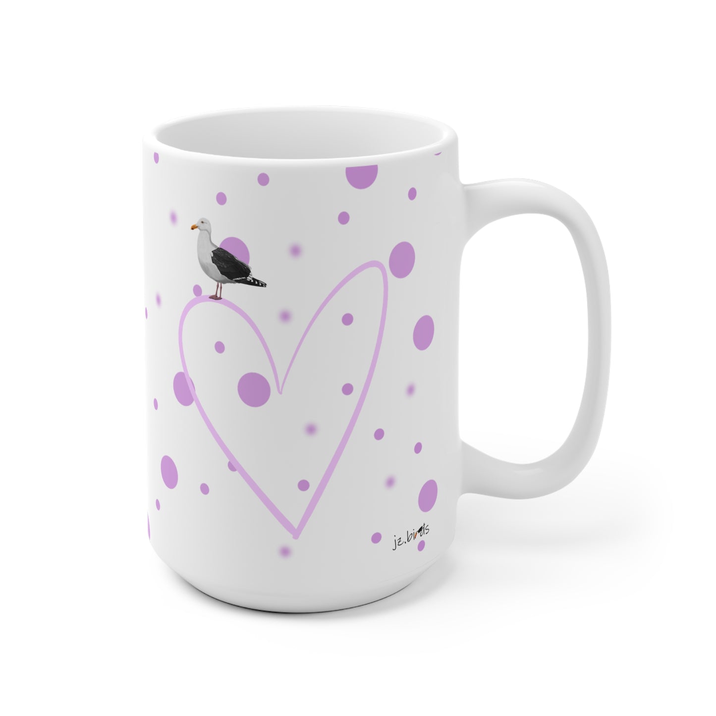 Möwe mit Herz Valentinstag Vogel Tasse Punkte Rosa