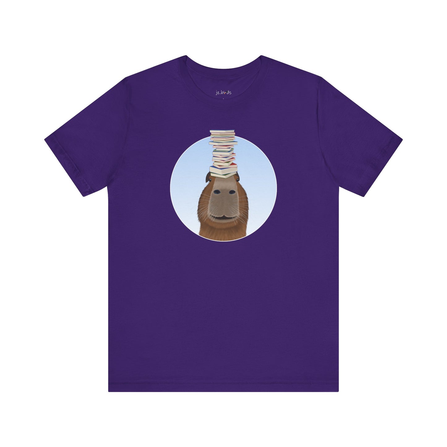 Capybara with Books Funny T-Shirt