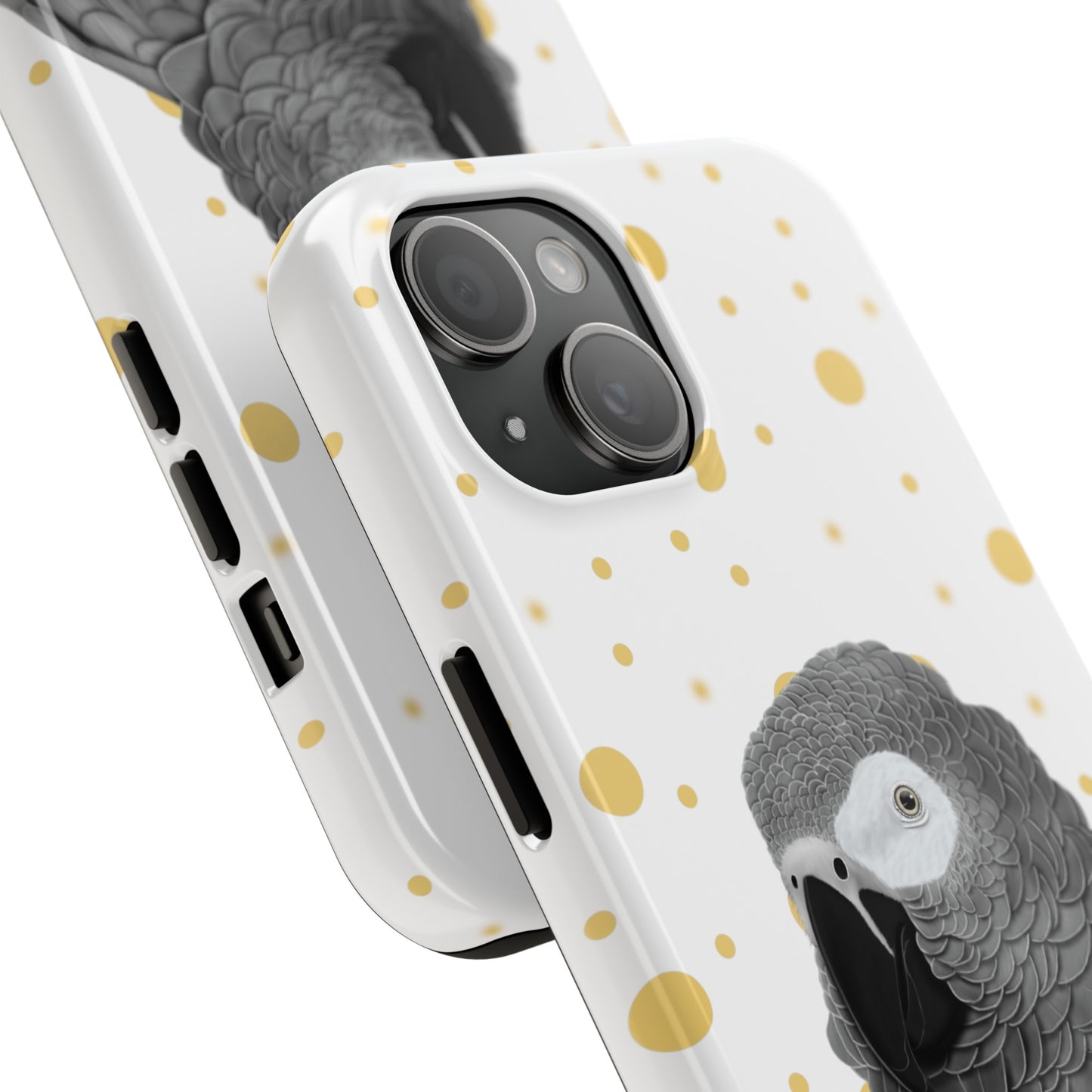 Grey Parrot Bird Art Tough Phone Case White