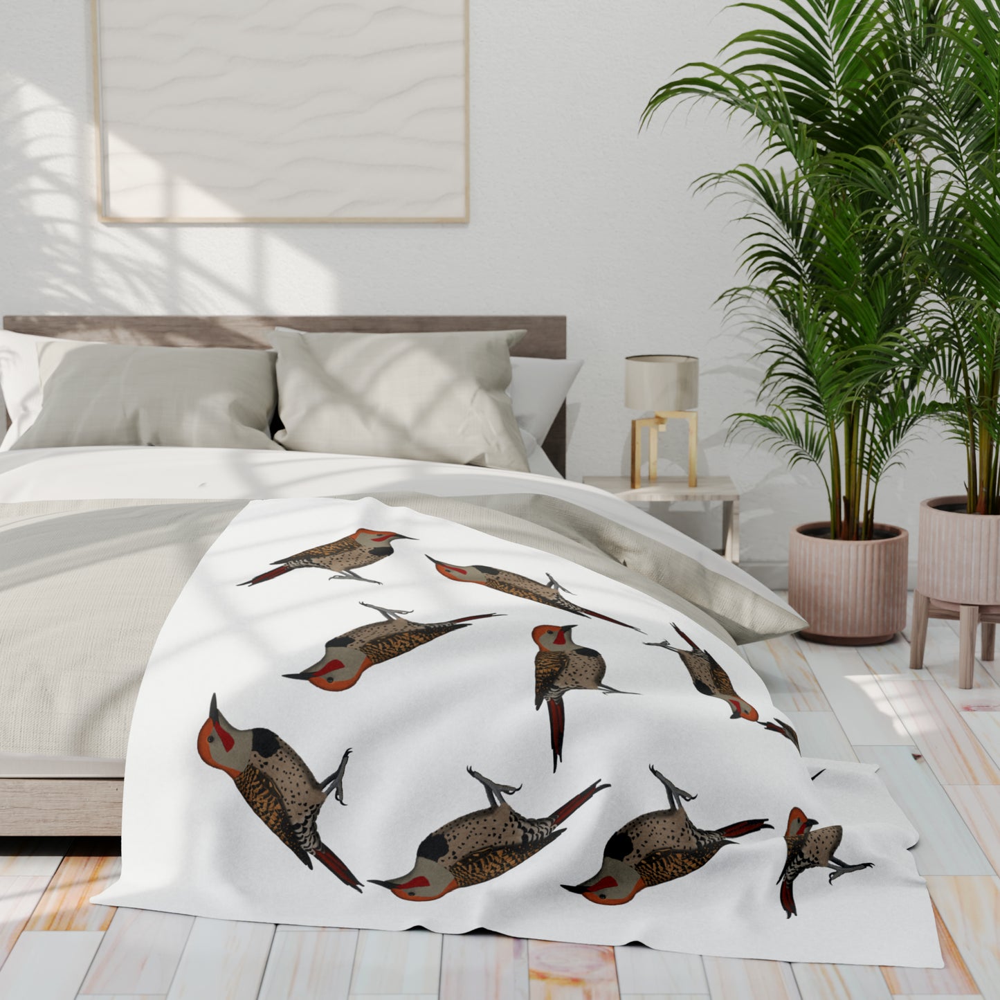 Northern Flicker Bird Arctic Fleece Blanket White