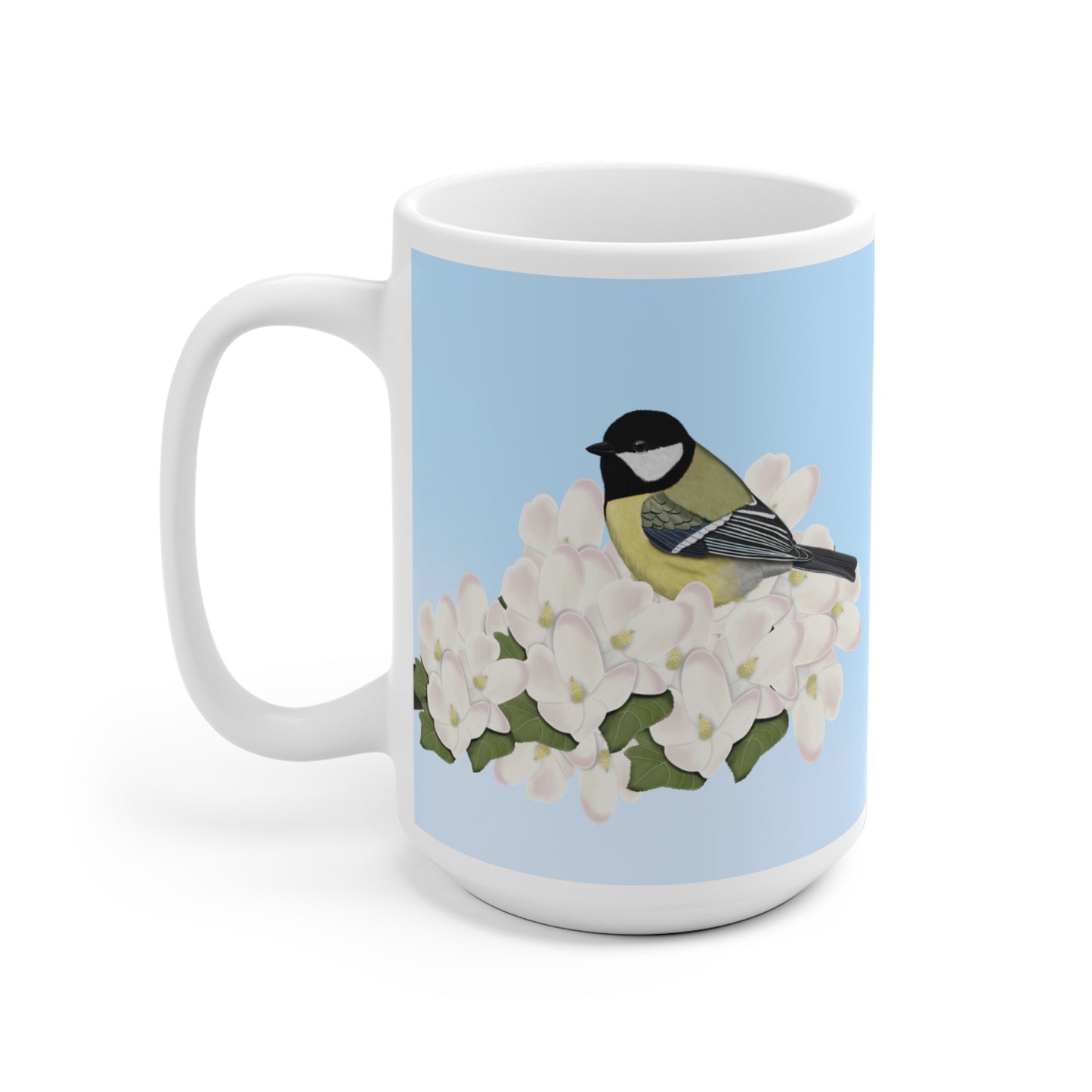 Kohlmeise mit Apfelblüten im Frühling Vogel Tasse für Vogelfreunde