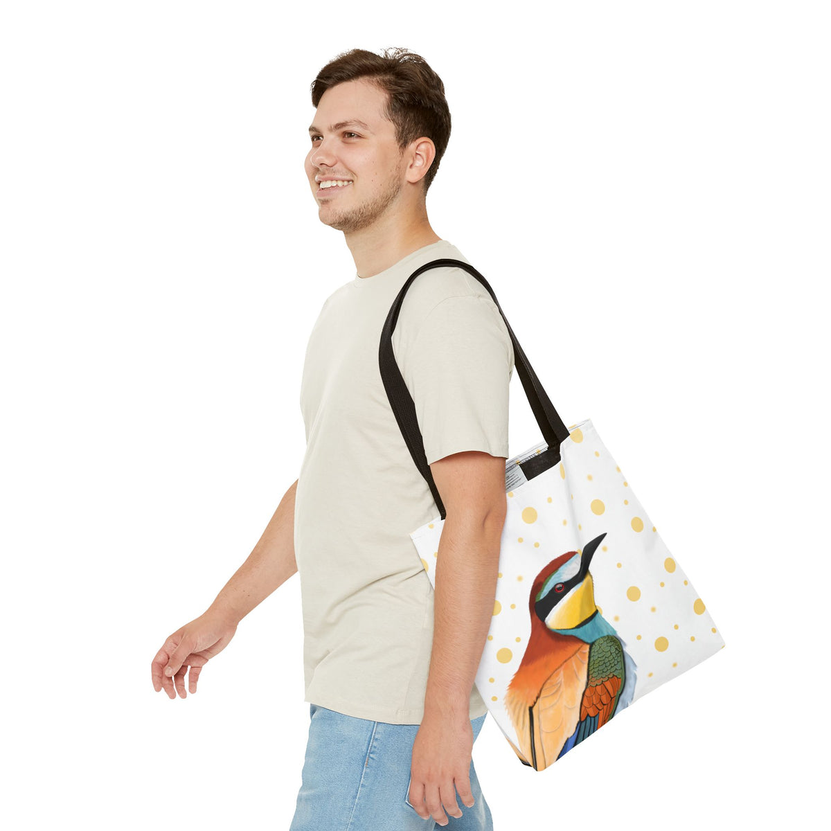 Bee-Eater Golden Dots Bird Tote Bag 16"x16" White Bags – Accessories, All Over Print