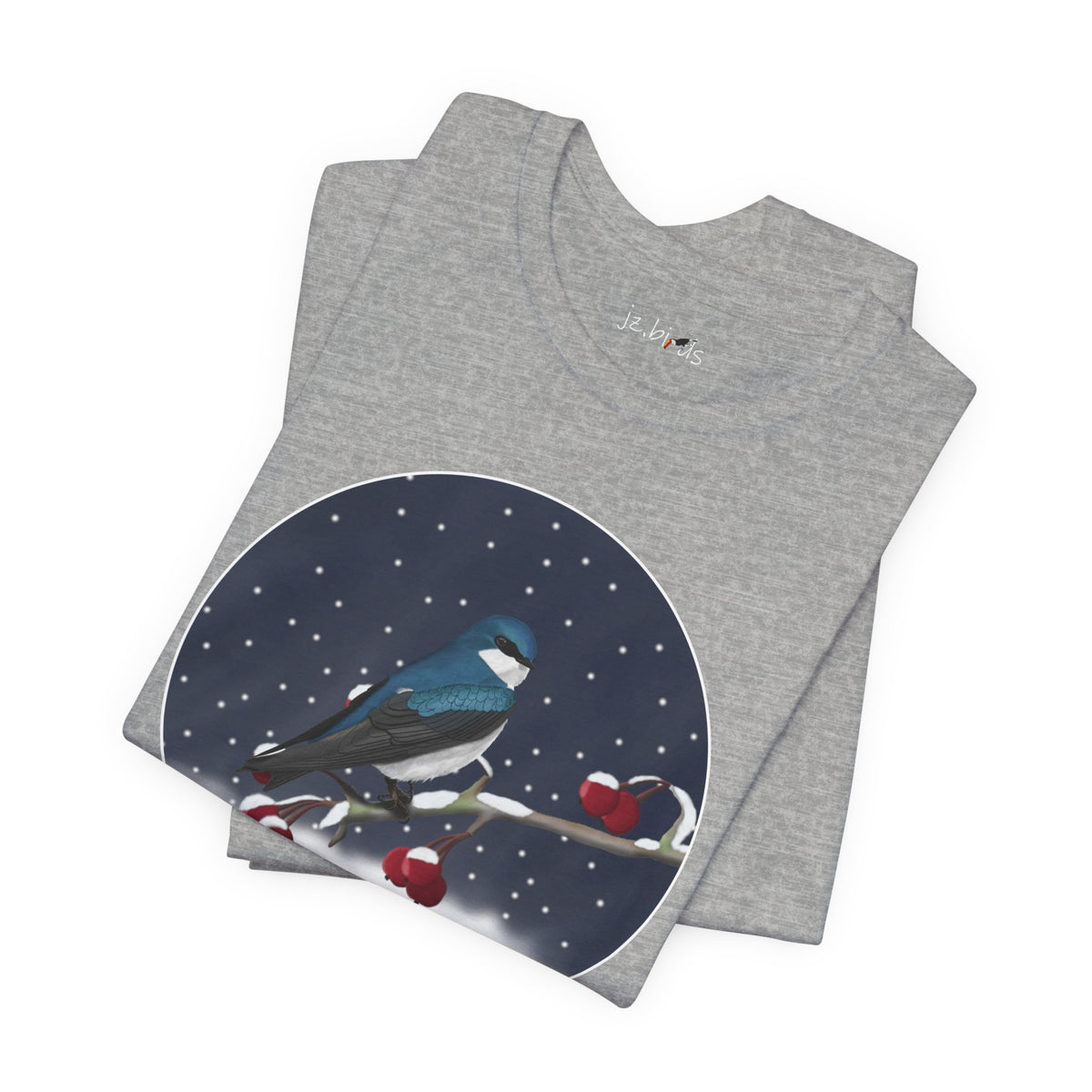 Tree Swallow on a Winter Branch Birdwatcher Christmas Bird T-Shirt