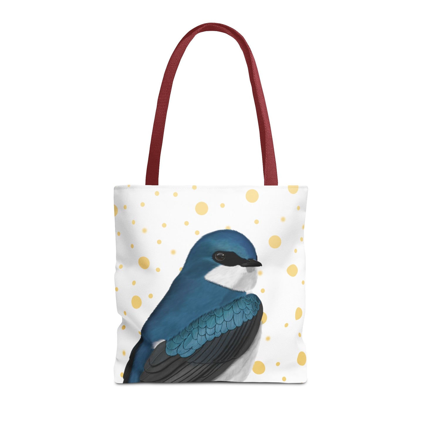 Tree Swallow Golden Dots Bird Tote Bag 16"x16" White