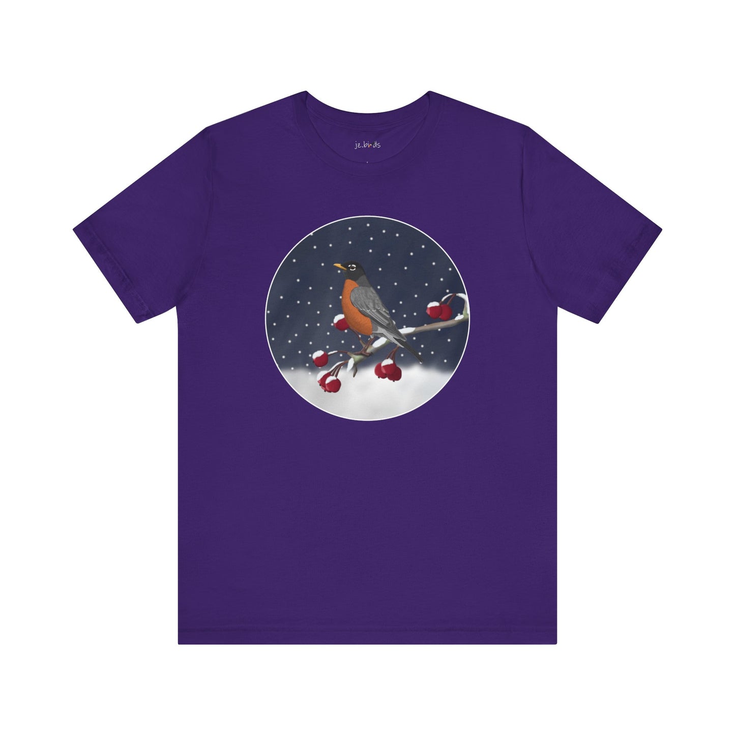 American Robin on a Winter Branch Birdwatcher Christmas Bird T-Shirt