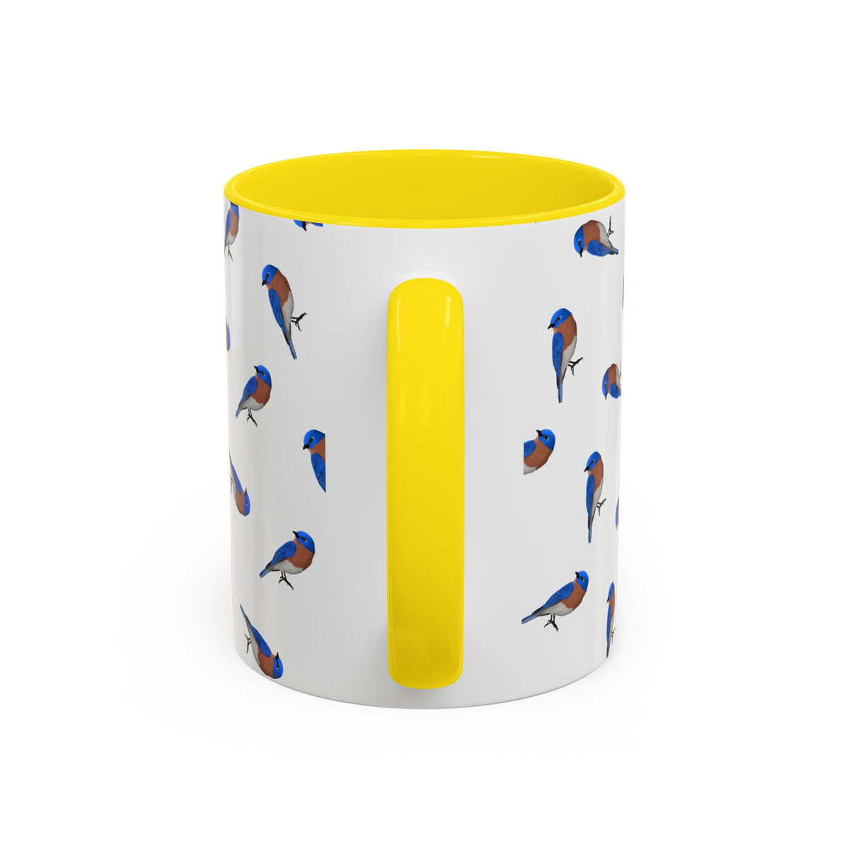 Bluebird All-Over Pattern Accent Mug | Colorful Bird Lover Gift for Birdwatchers
