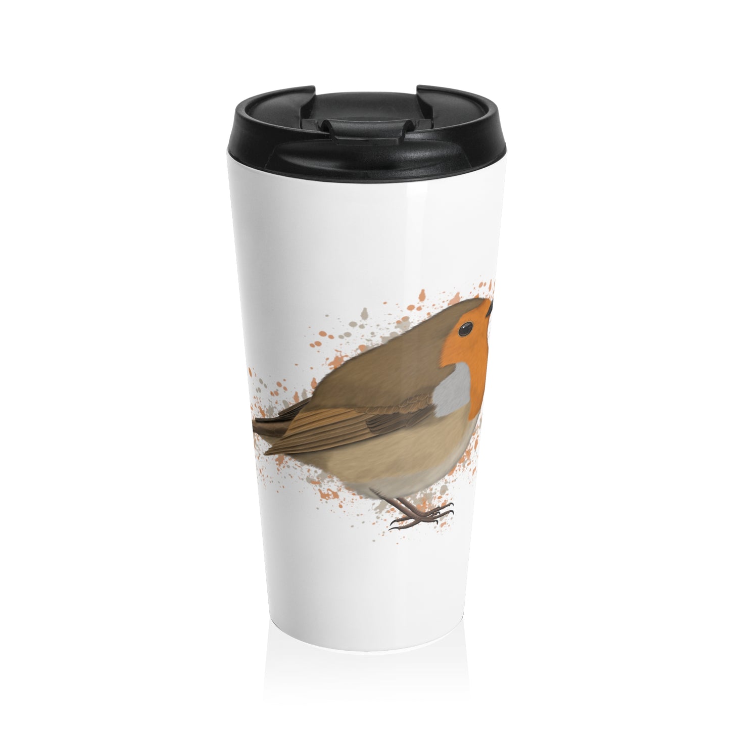 Robin Bird White Stainless Steel Travel Mug 15oz - jz.birds
