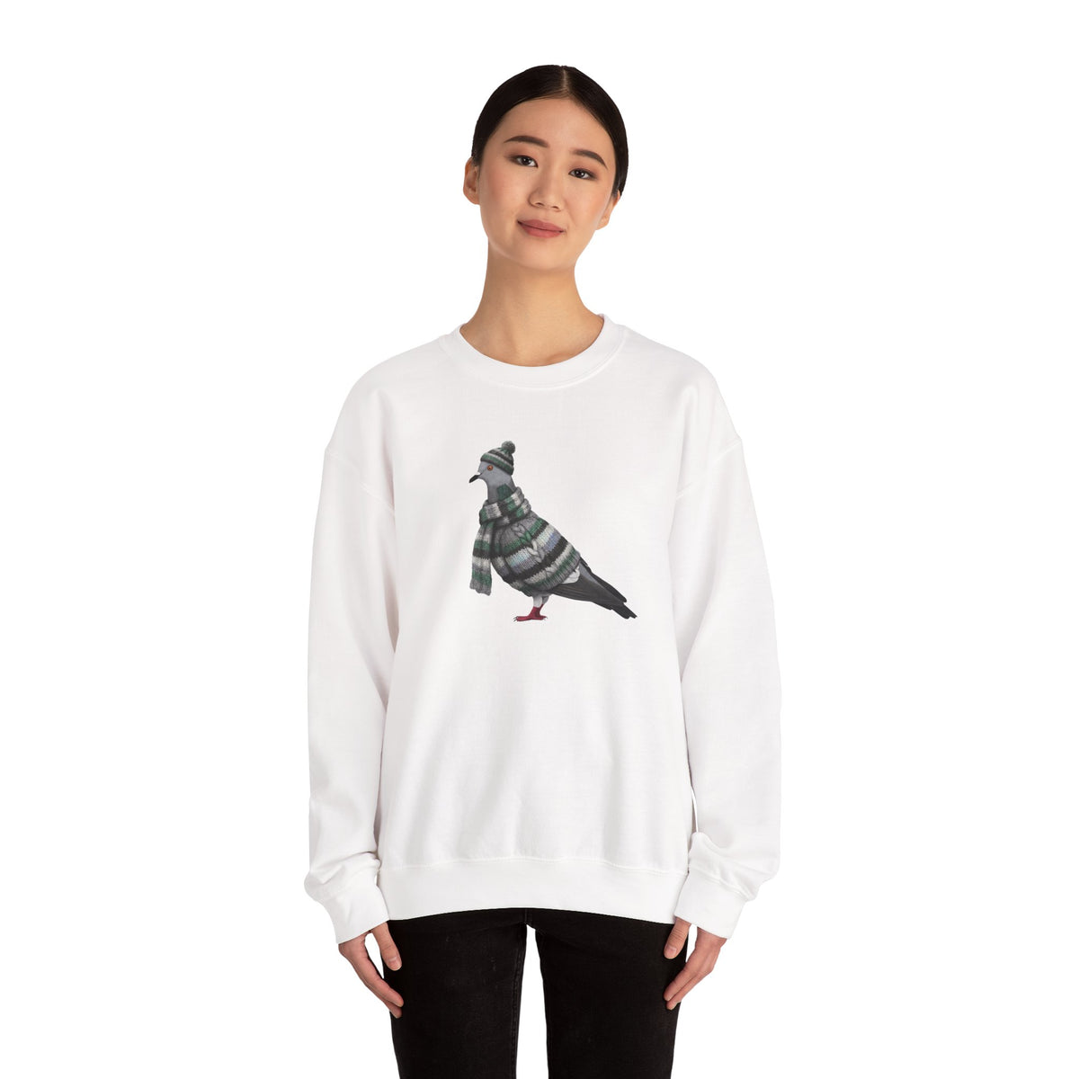 Pigeon Winter Sweatshirt | Bird Watcher Crewneck | Unisex Songbirds Wearing Knit Gift for Bird Lovers