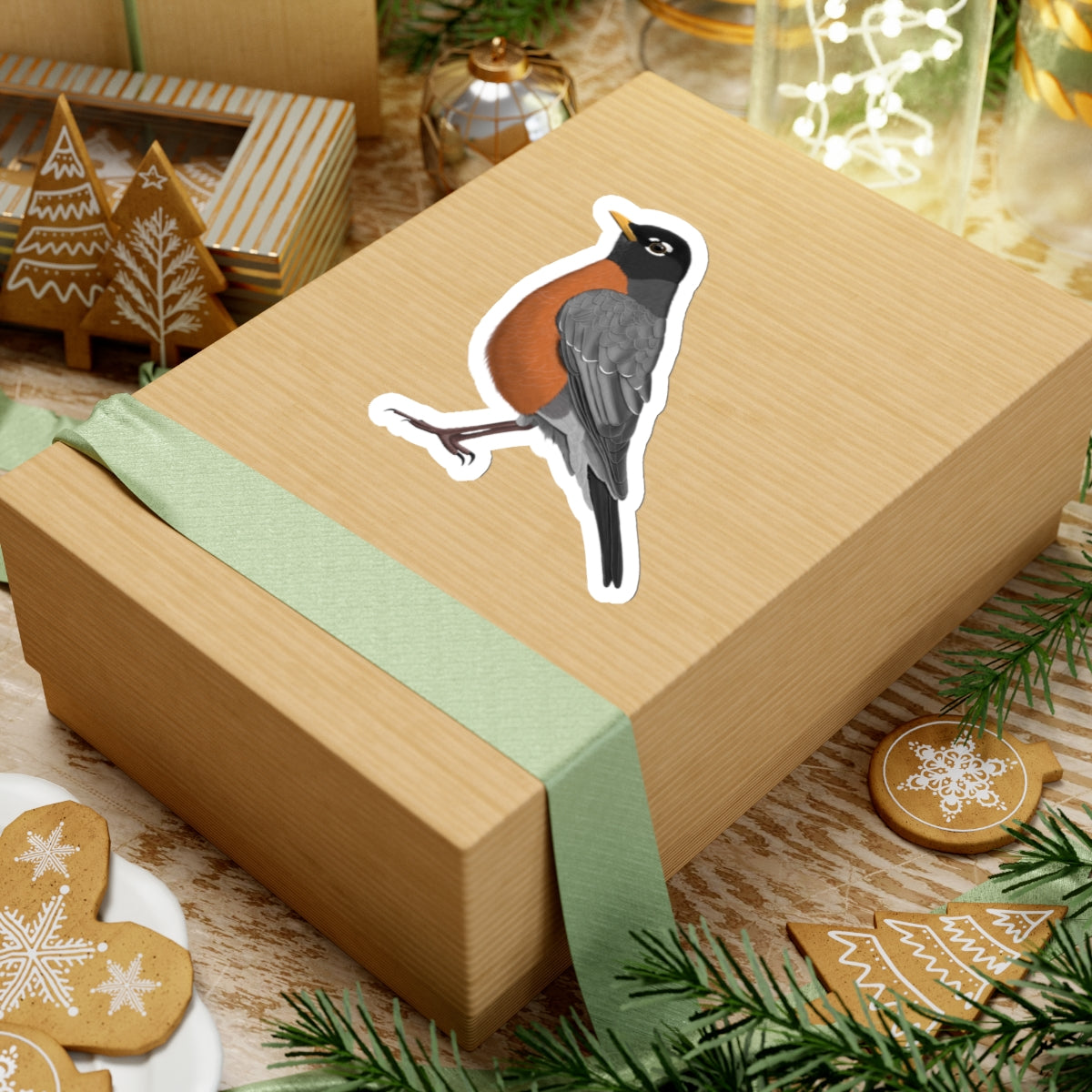 American Robin Bird Kiss-Cut Sticker - jz.birds