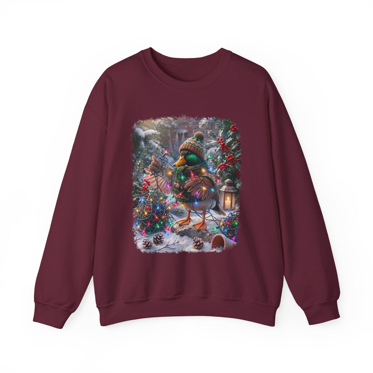 Mallard Duck Christmas Sweatshirt – Tangled Lights Winter Crewneck