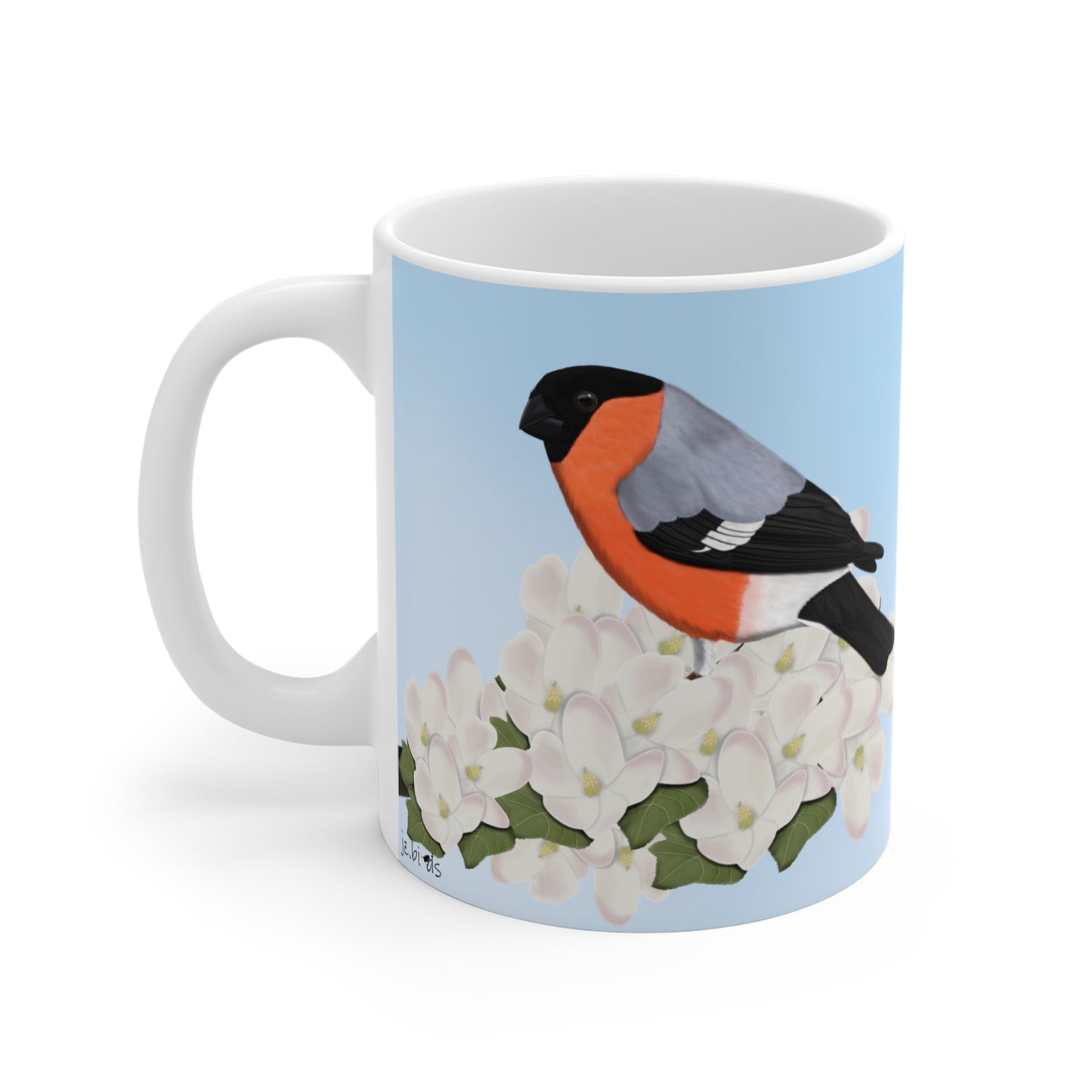 Bullfinch Apple Spring Blossoms Bird Ceramic Mug 11oz - jz.birds