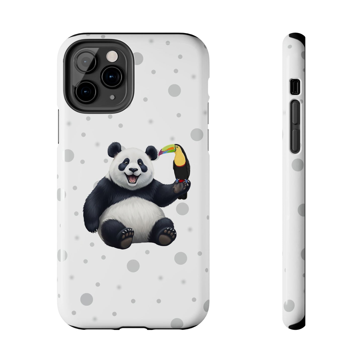 Cute Panda Bear with a Toucan Animal iPhone Case - Dual-Layer PC/TPU Protective Cover for iPhone