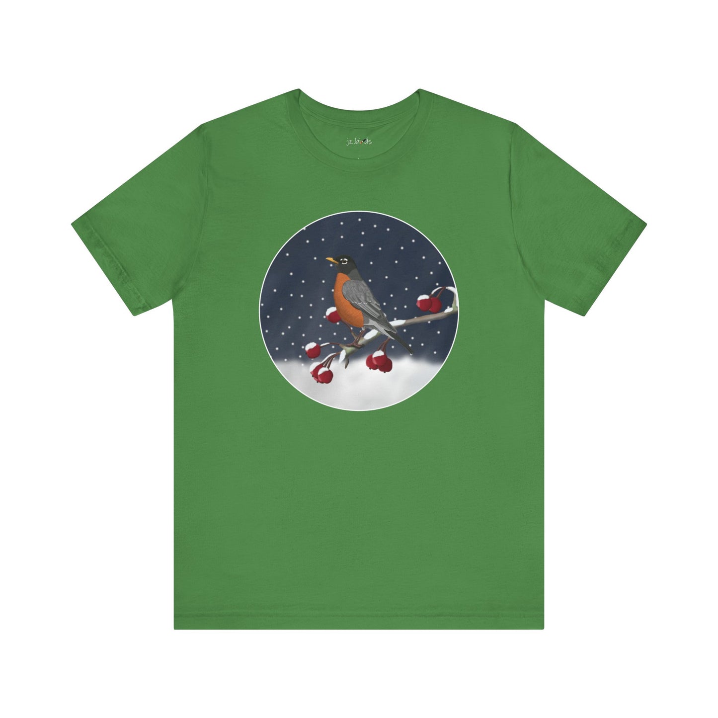 American Robin on a Winter Branch Birdwatcher Christmas Bird T-Shirt