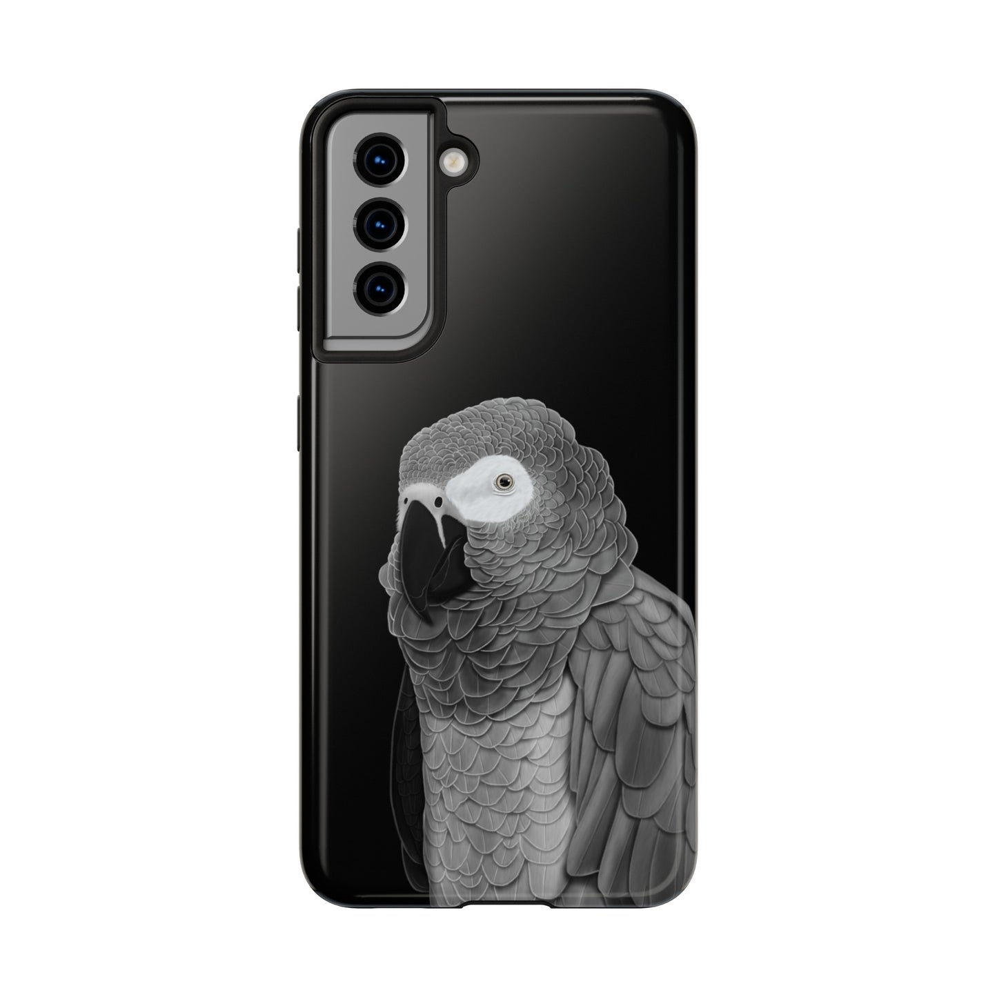 Grey Parrot Bird Art Tough Phone Case Black