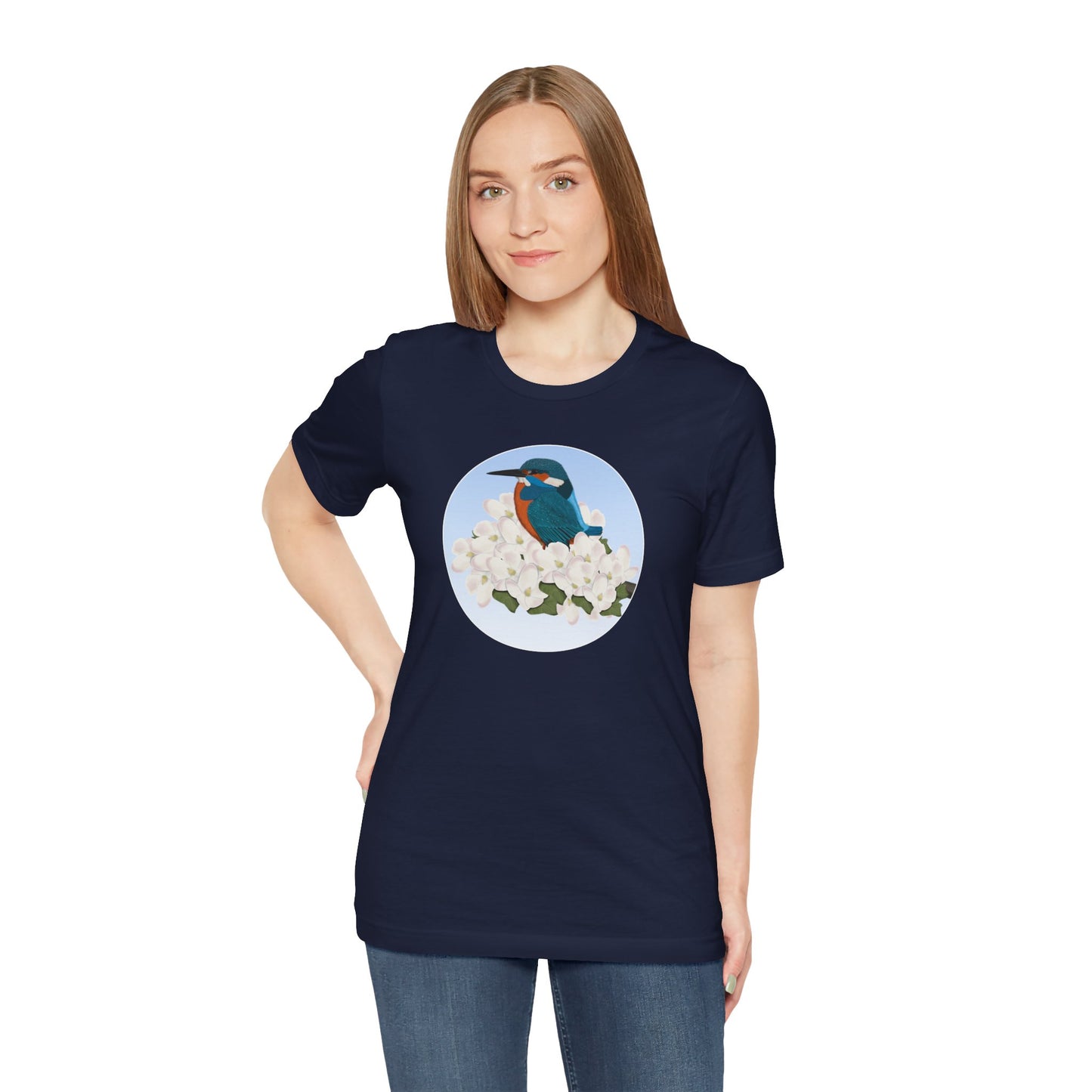 Kingfisher and Spring Apple Blossoms Bird T-Shirt