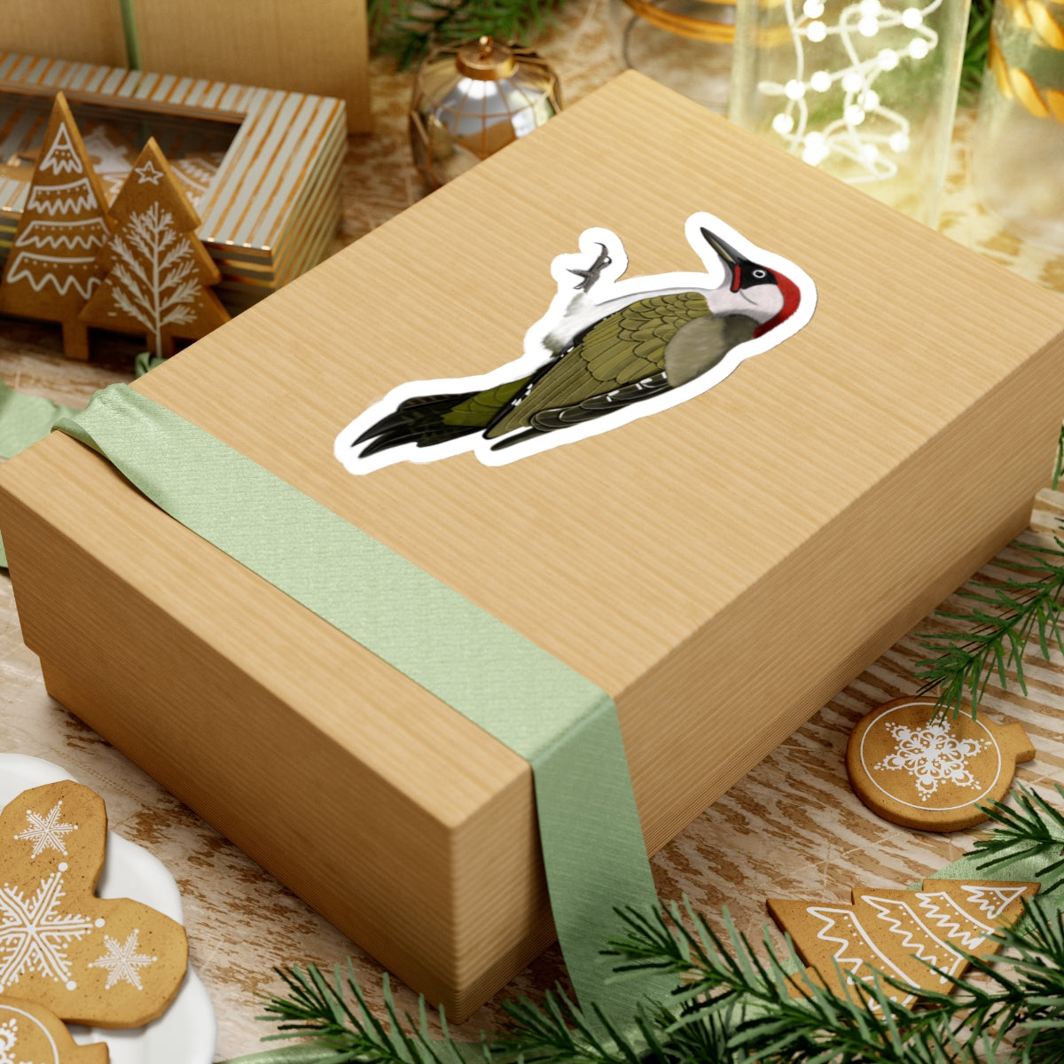 Green Woodpecker Bird Kiss-Cut Sticker - jz.birds