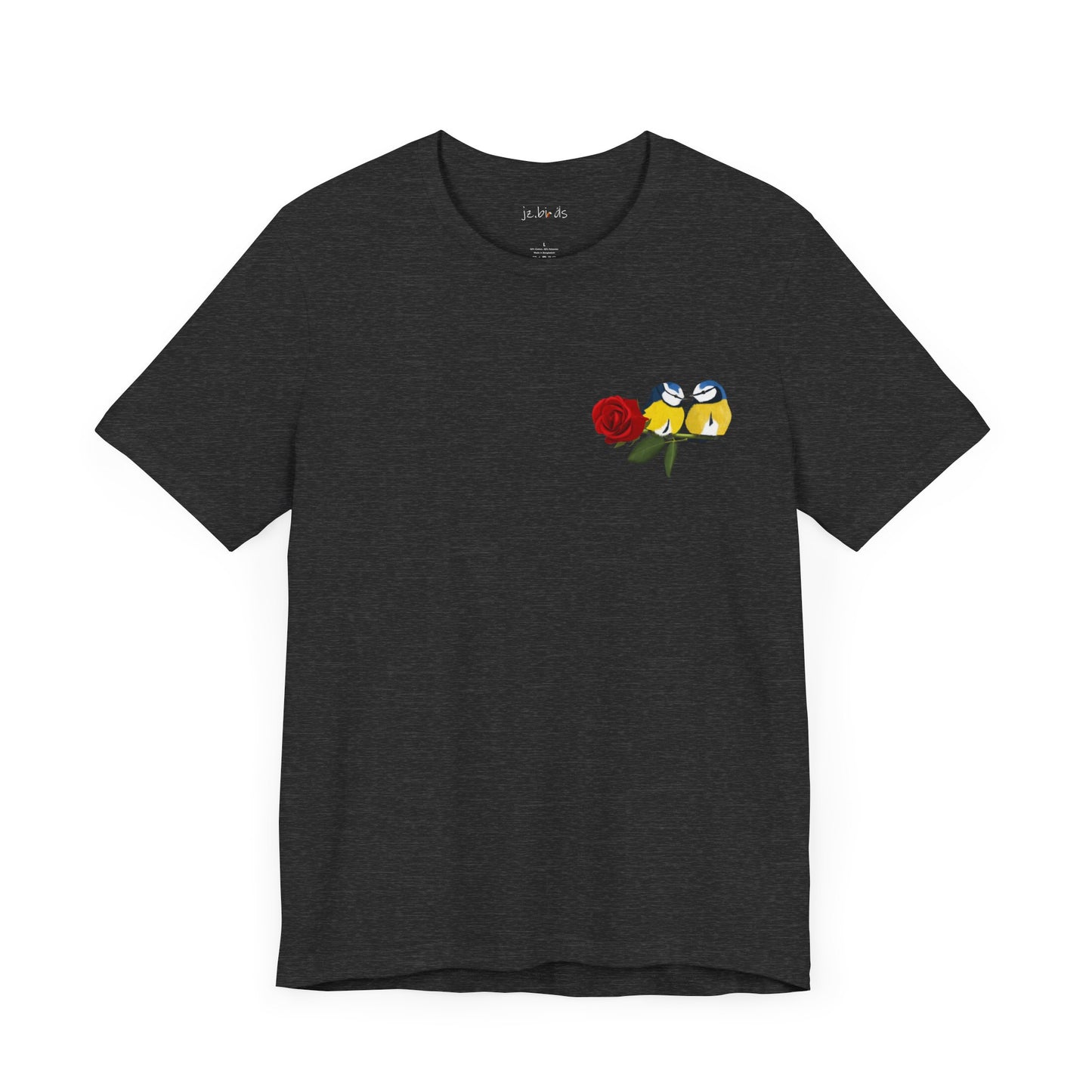 Valentine's Day Blue Titmice on Rose Unisex Tee