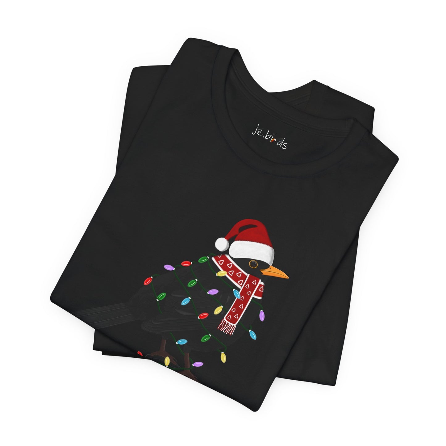 Blackbird with Fairy Lights Christmas Bird T-Shirt