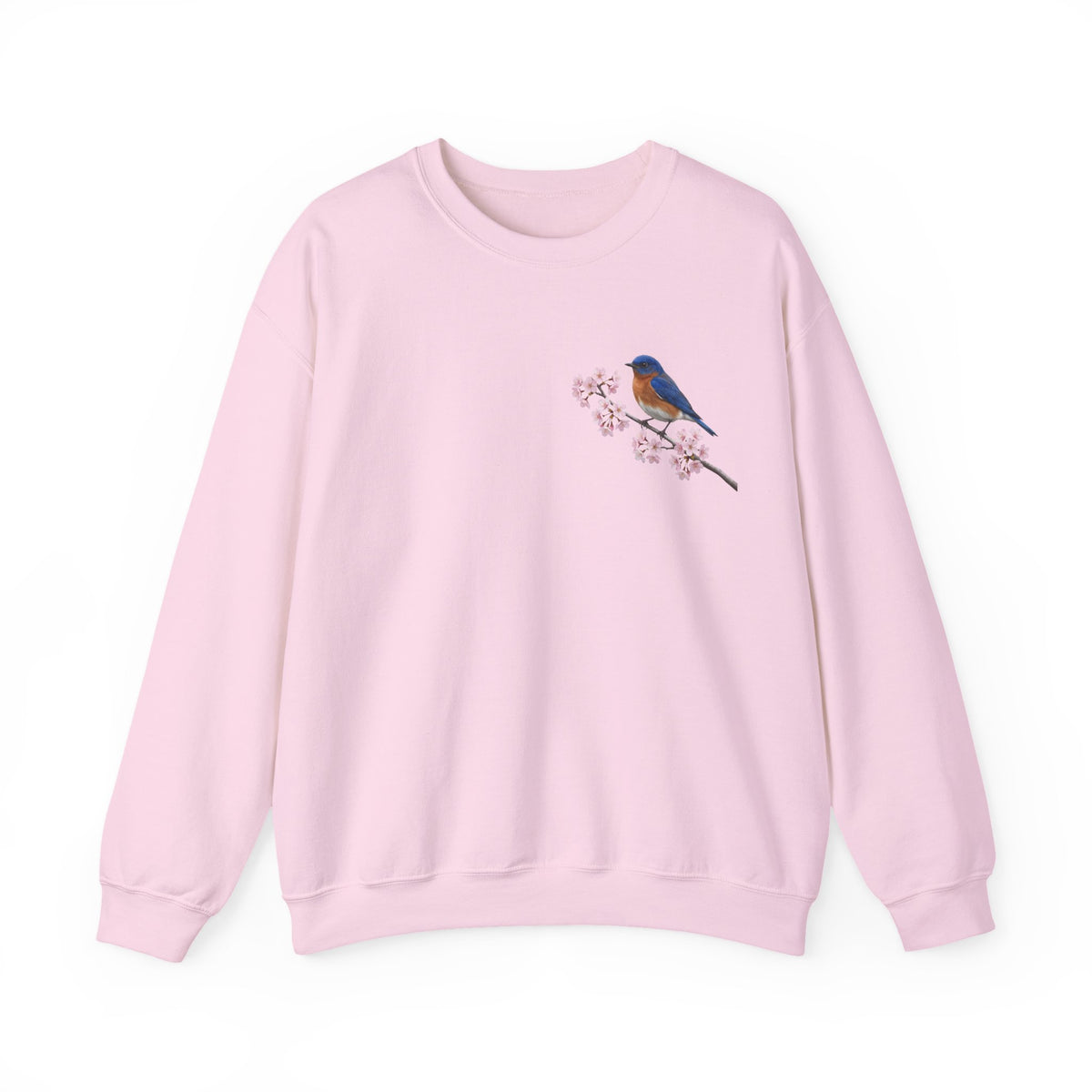 Bluebird Cherry Blossom Sweatshirt | Floral Bird Crewneck Cozy Spring Pullover – Animal Lover Gift,