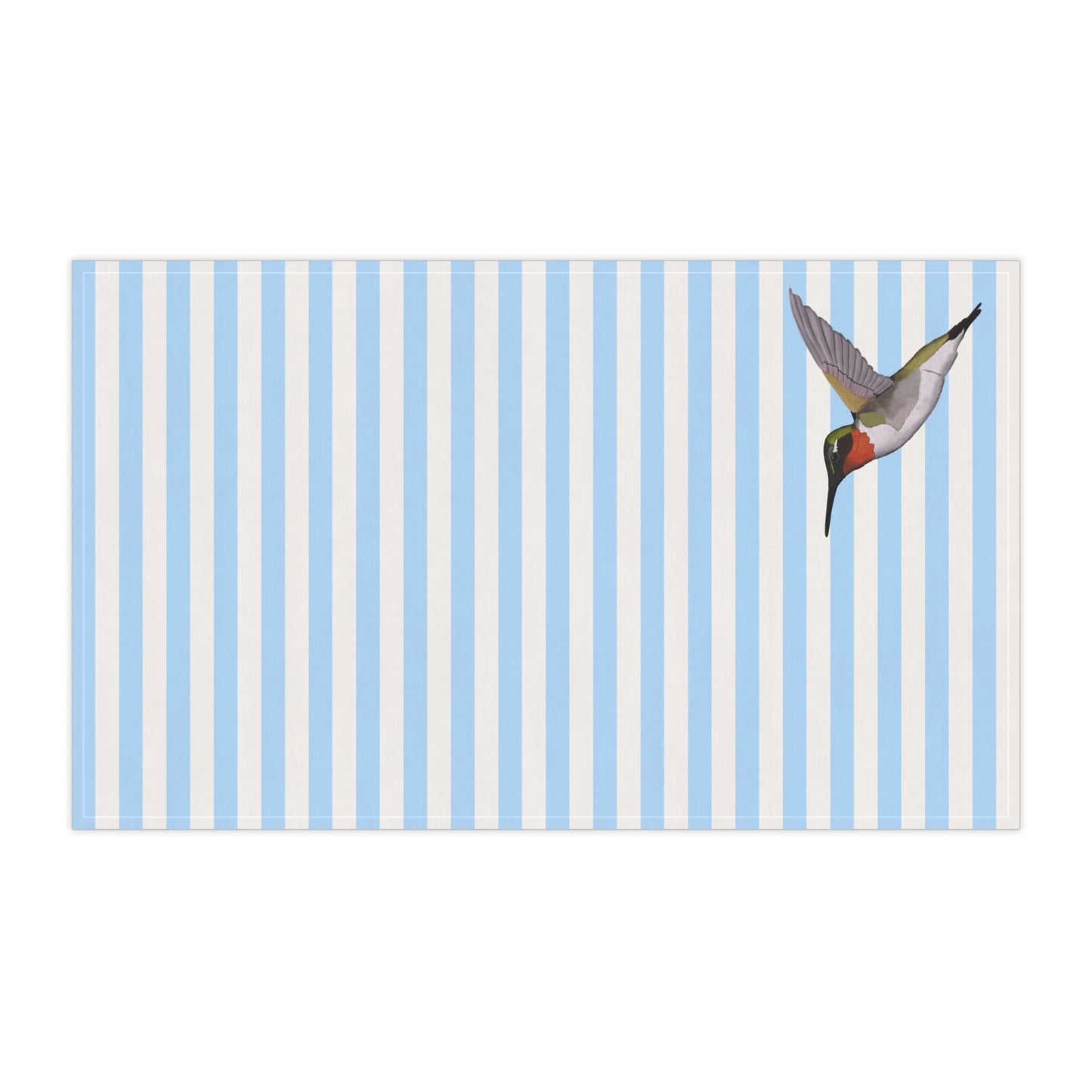 Hummingbird Bird Art Kitchen Towel Blue White 18" × 30"