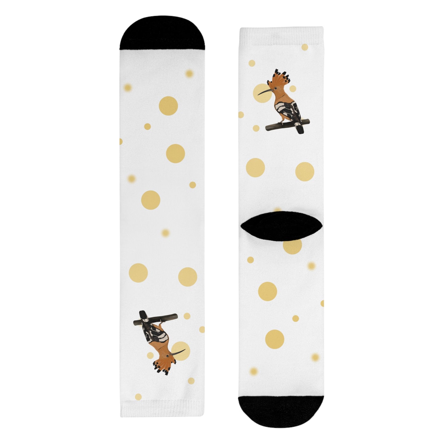 Wiedehopf Vogel Socken mit Goldenen Punkten für Vogelfreunde & Vogelbeobachter Weiß