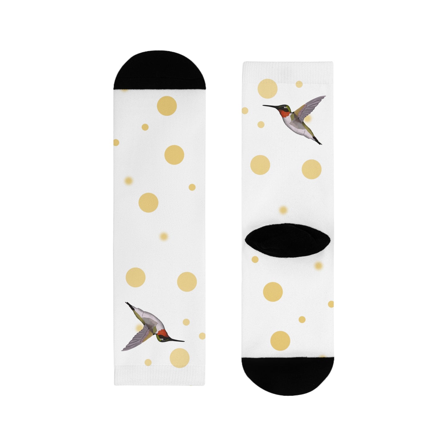 Kolibri Vogel Socken mit Goldenen Punkten für Vogelfreunde & Vogelbeobachter Weiß