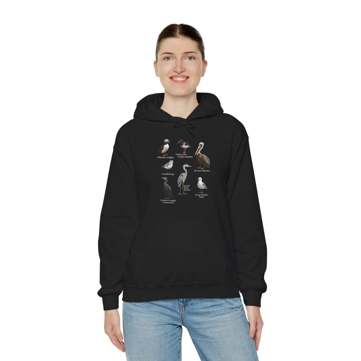 North American Shorebirds Hoodie – Pelican, Heron & Seagull