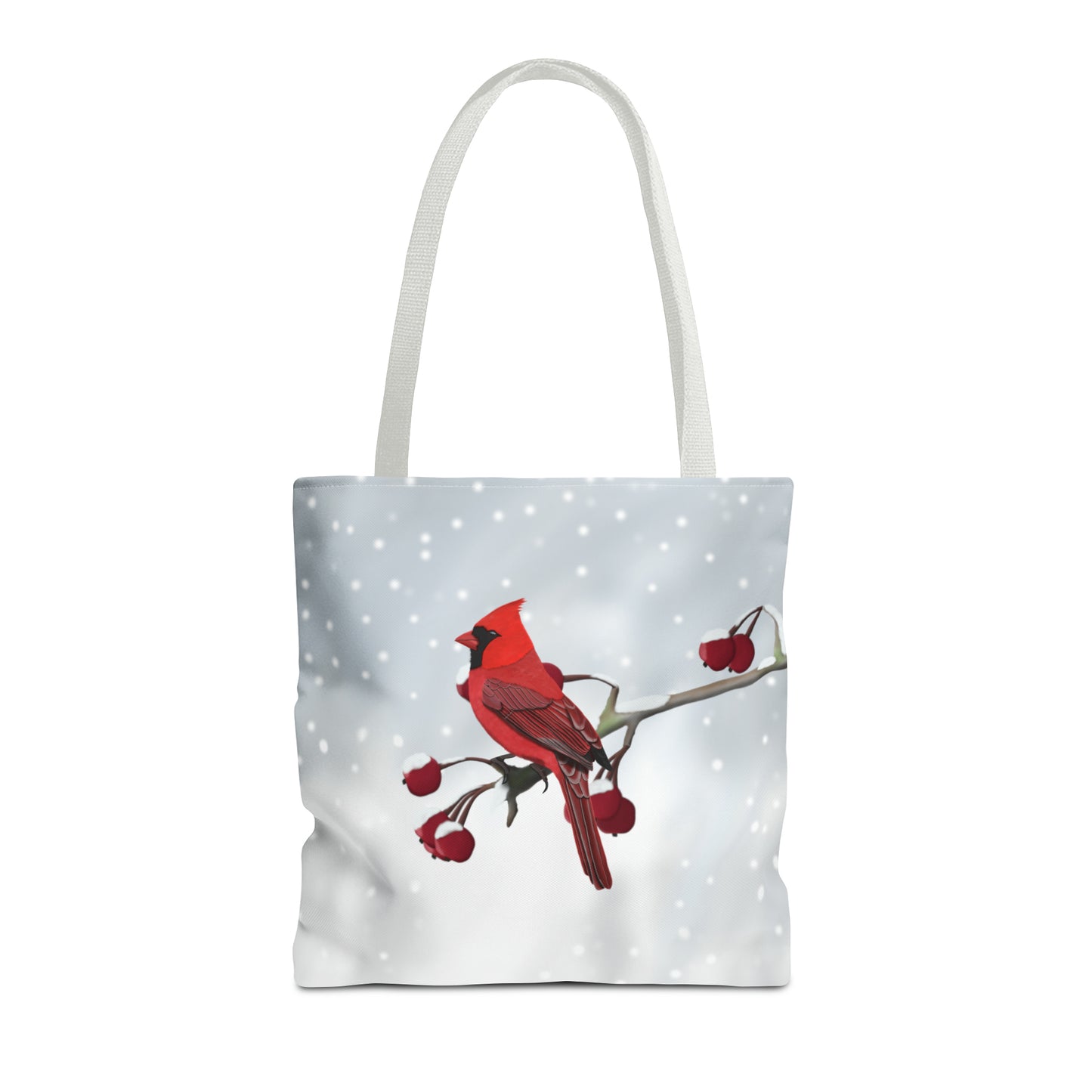 Cardinal on a Winter Branch Bird Tote Bag 16"x16" - jz.birds