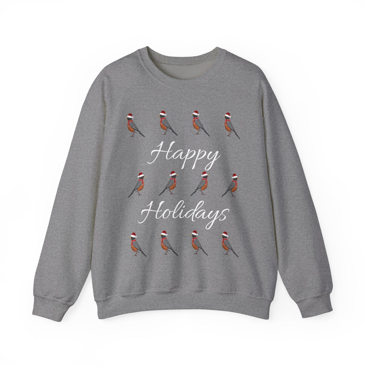 Robin as Santa with Hat and Scarf Happy Holidays Birdwatcher Christmas Bird Sweatshirt