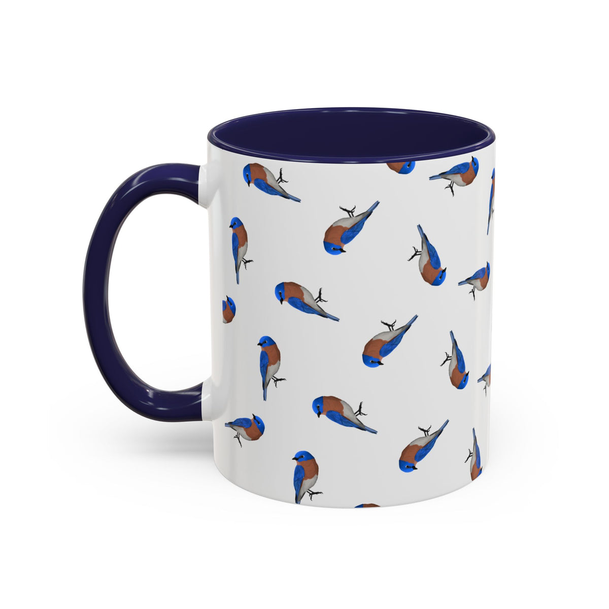Bluebird All-Over Pattern Accent Mug | Colorful Bird Lover Gift for Birdwatchers