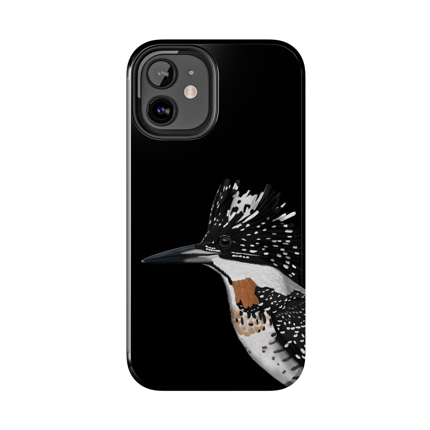 Crested Kingfisher Bird Art Tough Phone Case Black