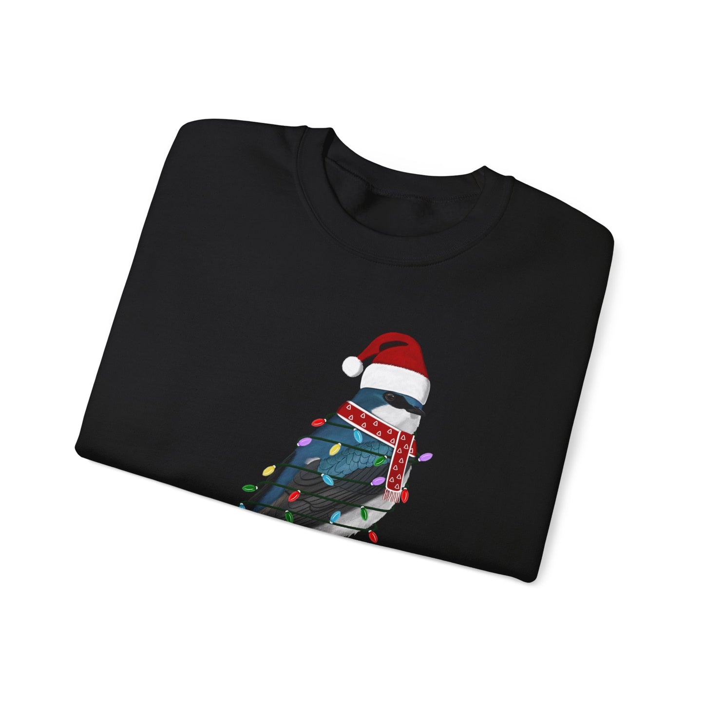 Tree Swallow with Fairy Lights Santa Claus Christmas Bird Sweatshirt