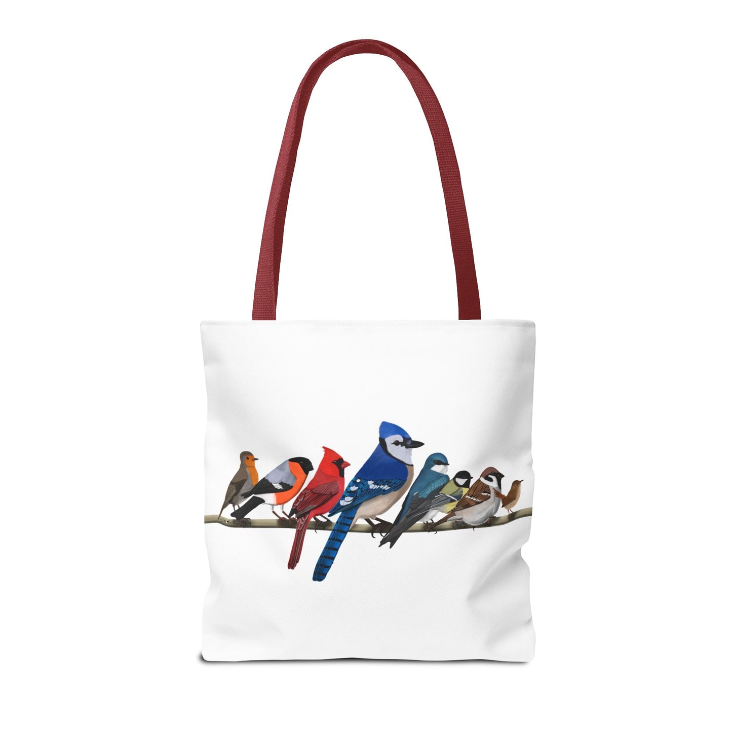 Birds on a Branch Tote Bag 16"x16" Blue Jay Cardinal Robin for Bird Lovers