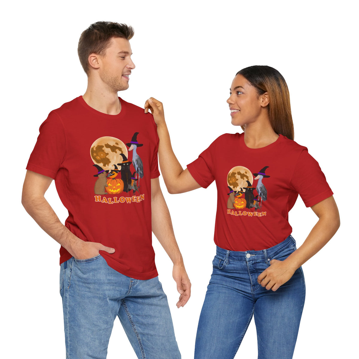 Baltimore Oriole Robin Shoebill with Cat and Bunny Halloween Bird T-Shirt