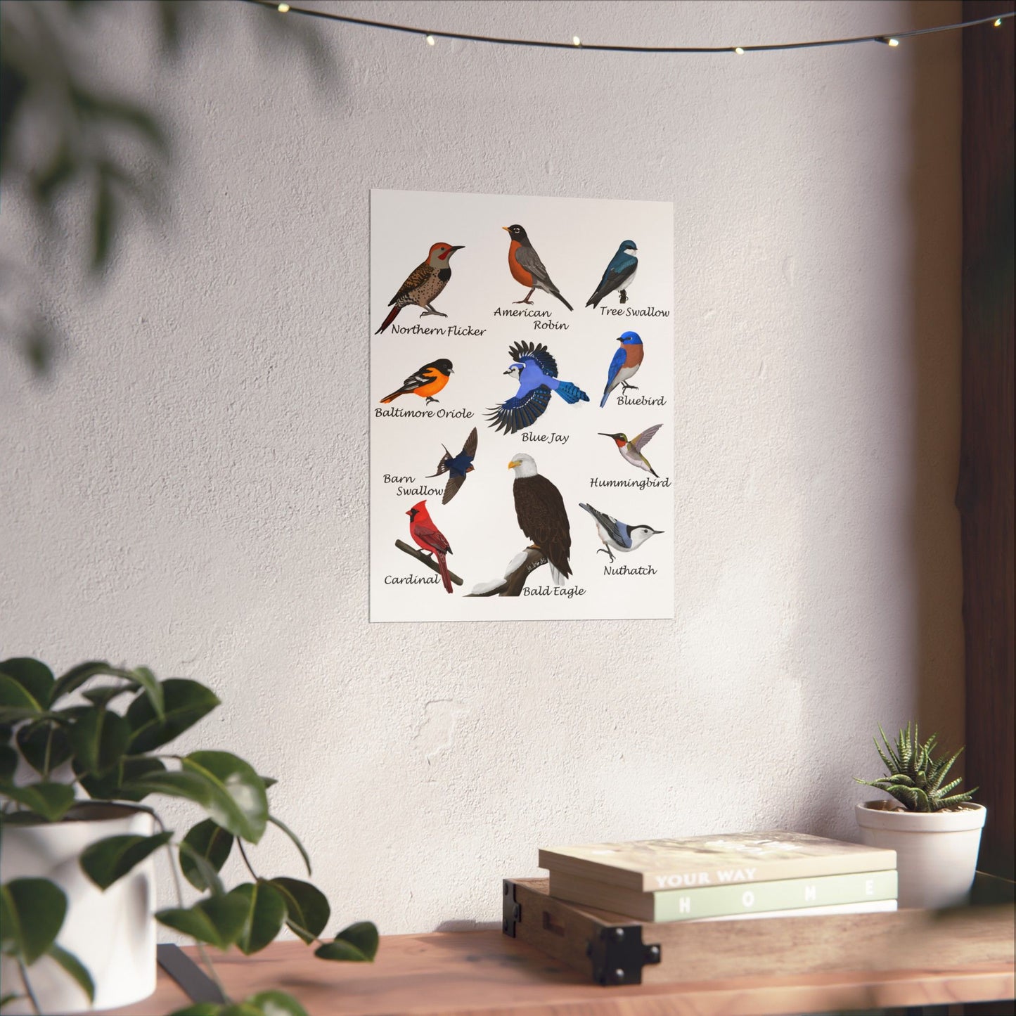 American Birds Poster Robin Blue Jay Cardinal Hummingbird Bird Watcher & Bird Lover