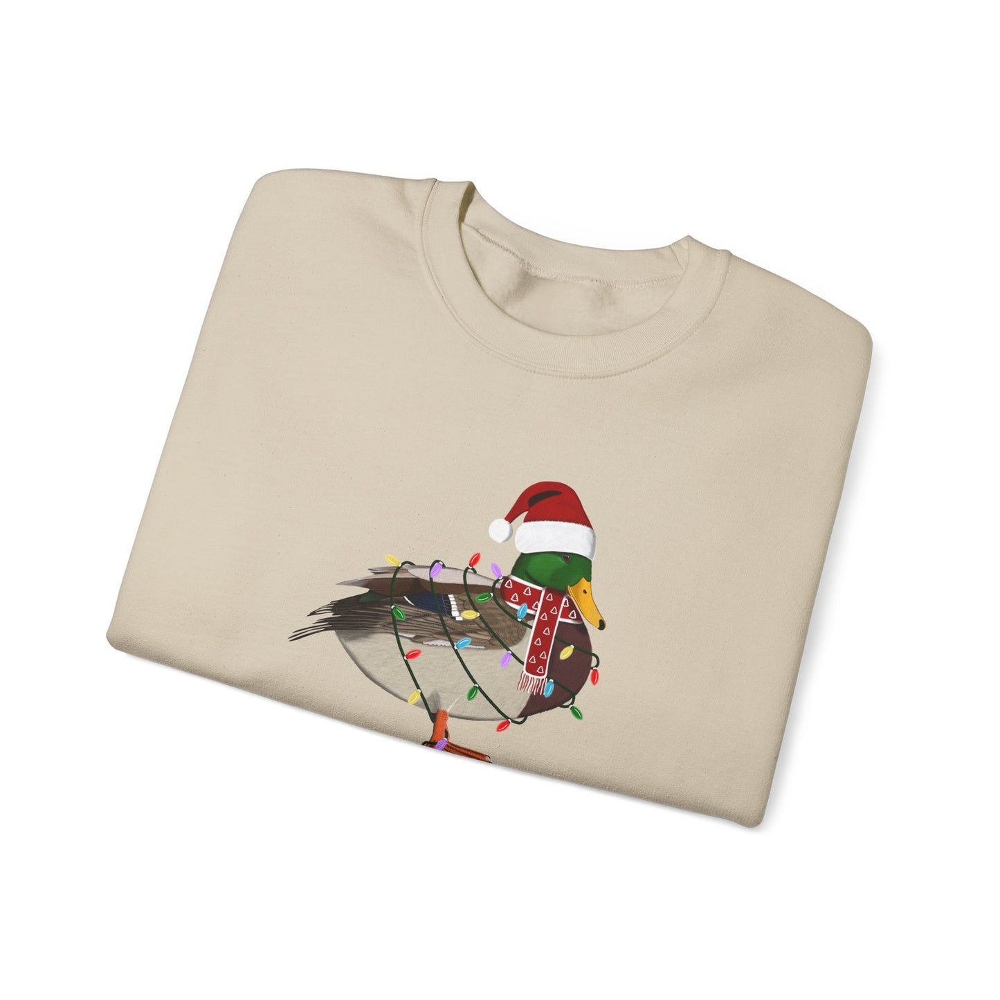 Mallard with Fairy Lights as Santa Happy Holidays Birdwatcher Christmas Bird Sweatshirt