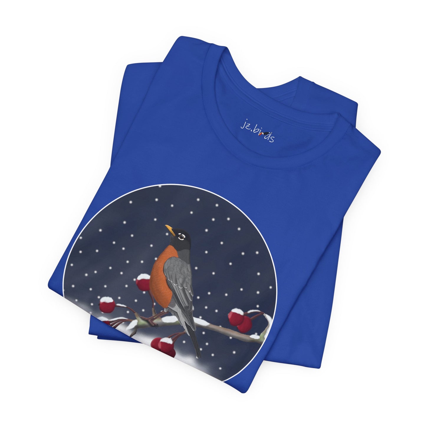 American Robin on a Winter Branch Birdwatcher Christmas Bird T-Shirt