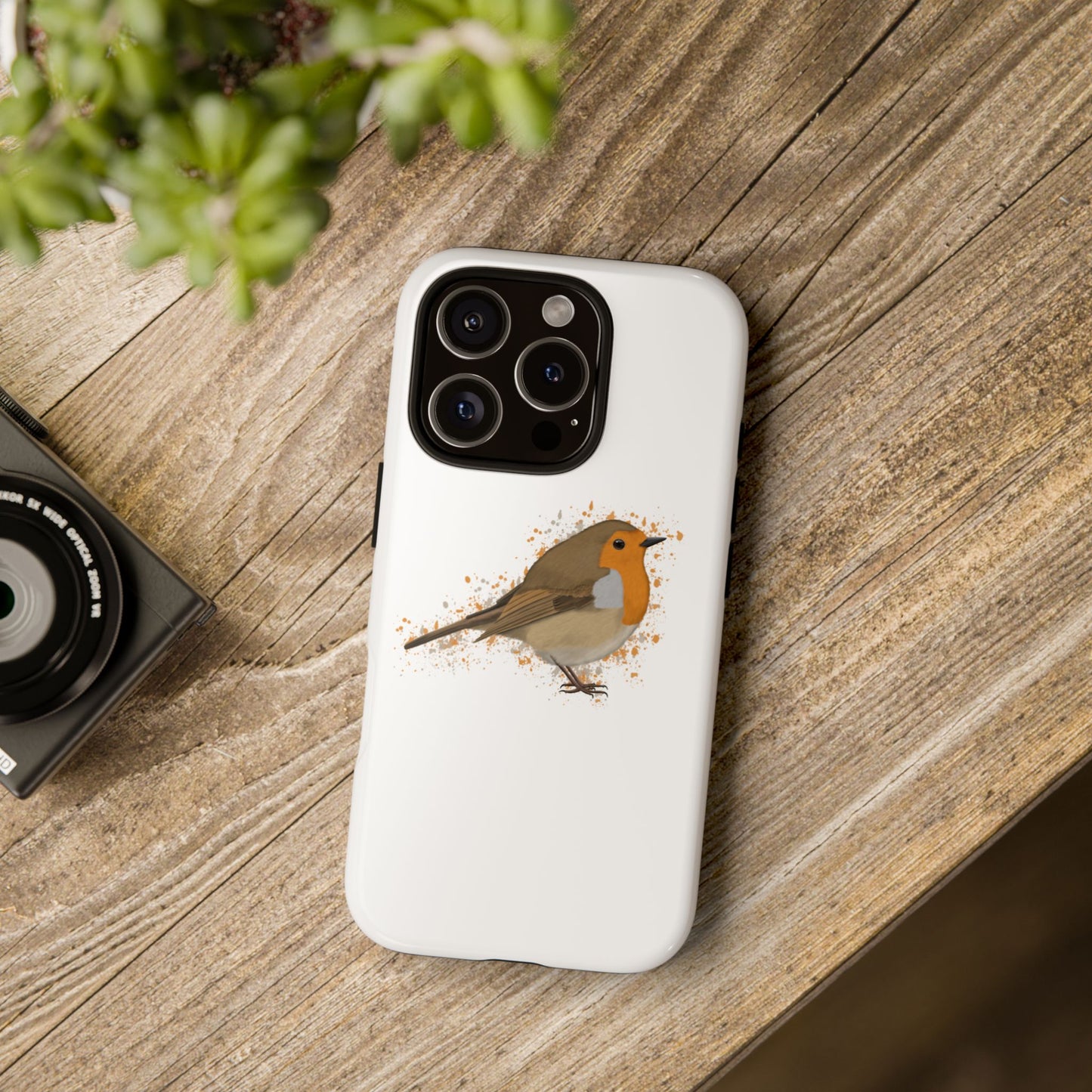 Rotkehlchen Vogel iPhone & Google Pixel Vogelmotiv Handyhülle Weiß