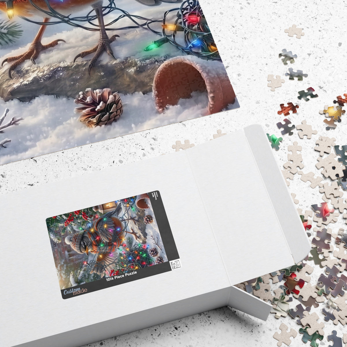 American Robin Christmas Jigsaw Puzzle – Tangled Lights