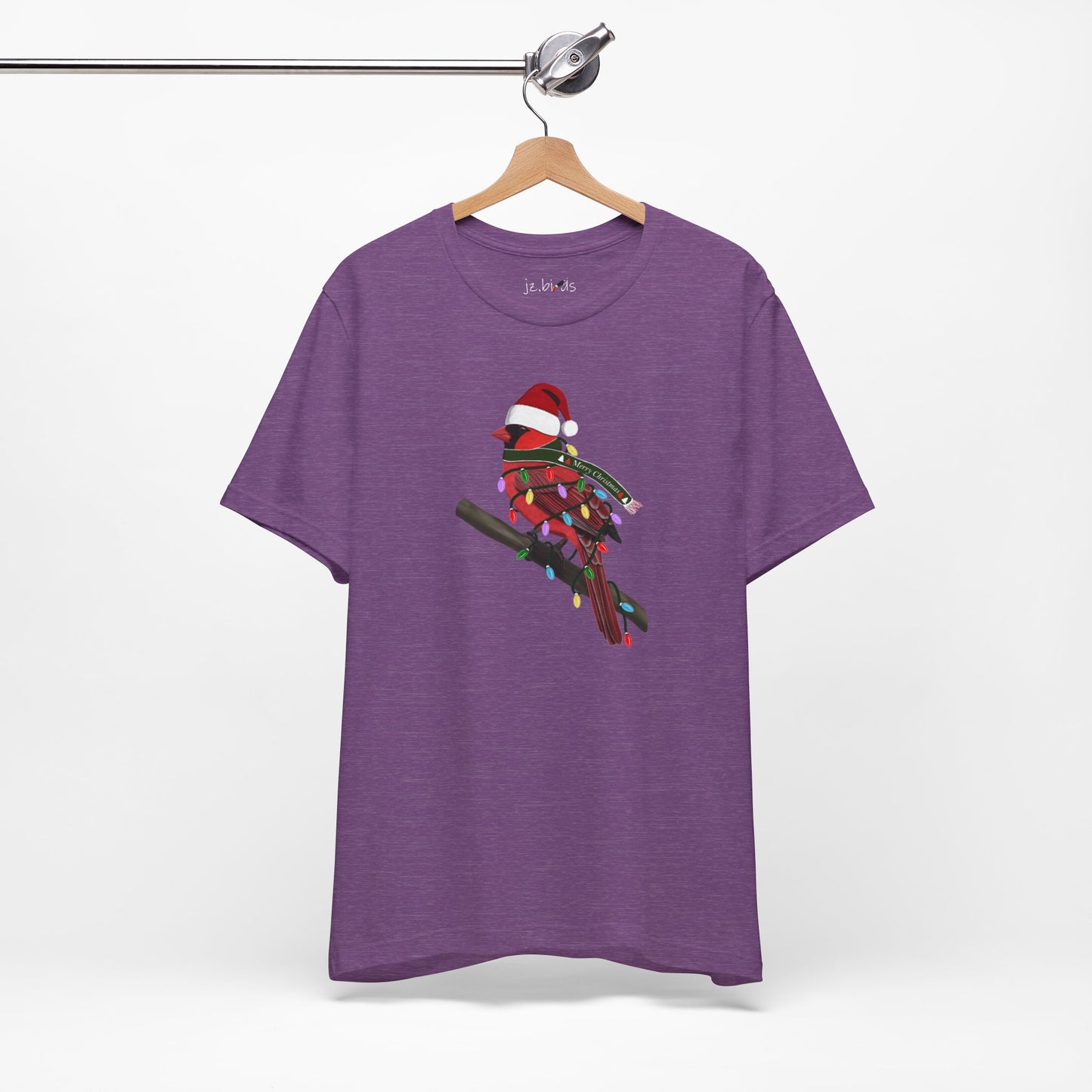 Cardinal with Fairy Lights Christmas Bird T-Shirt