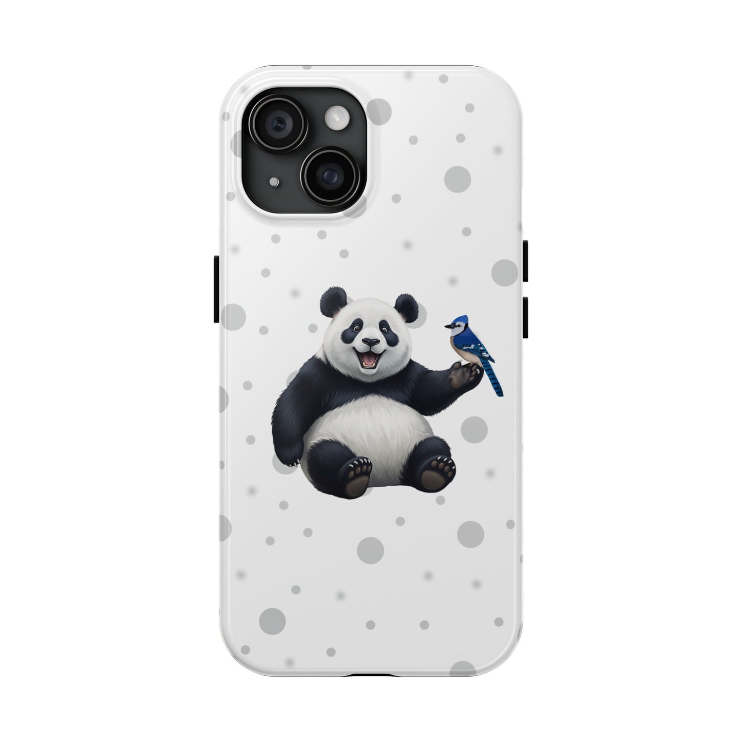 Cute Panda Bear with a Blue Jay Animal iPhone Case - Dual-Layer PC/TPU Protective Cover for iPhone