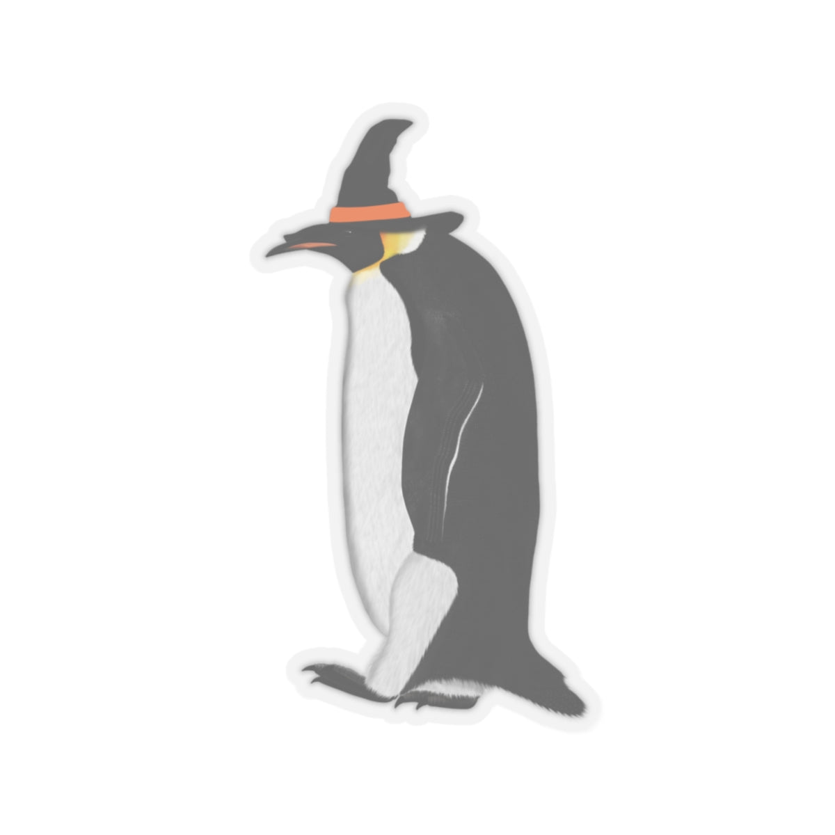 Penguin Halloween Witch Hat Bird Sticker Paper products on background
