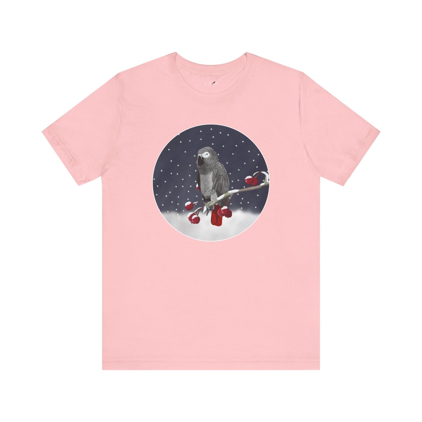 Grey Parrot on a Winter Branch Birdwatcher Christmas Bird T-Shirt